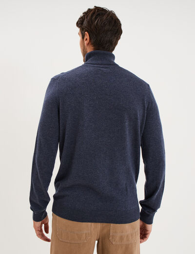 Pull col roul&eacute; manches longues bleu marine homme