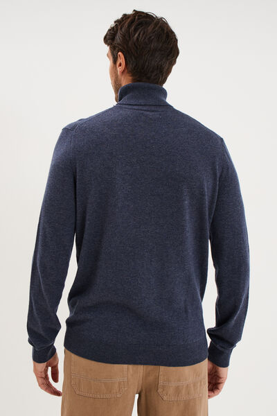 Pull col roul&eacute; manches longues bleu marine homme