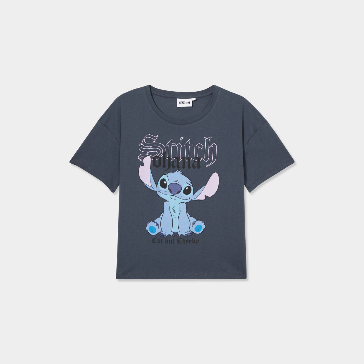 T-shirt manches courtes coton Stitch gris foncé femme