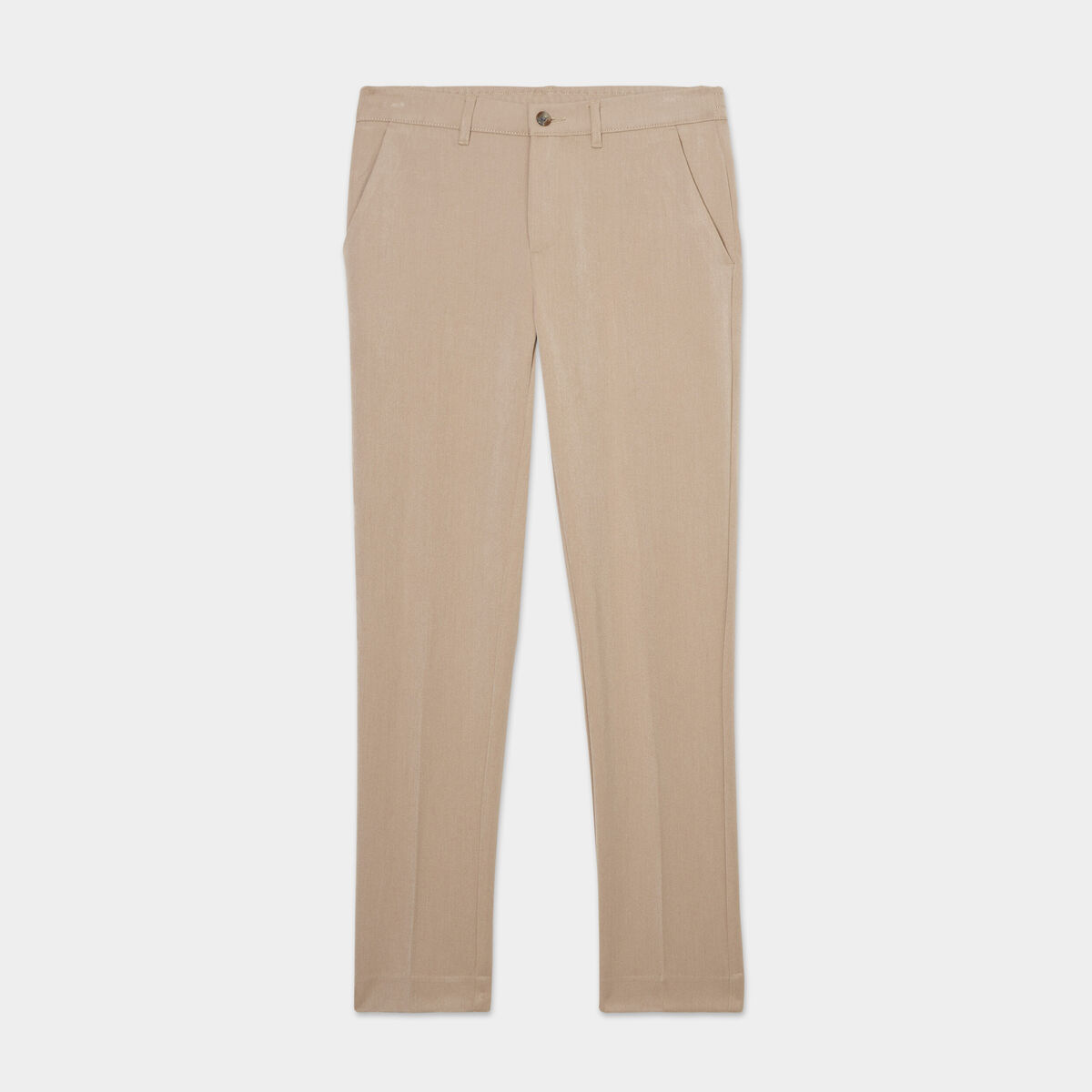 Pantalon chino slim taille élastiquée beige homme