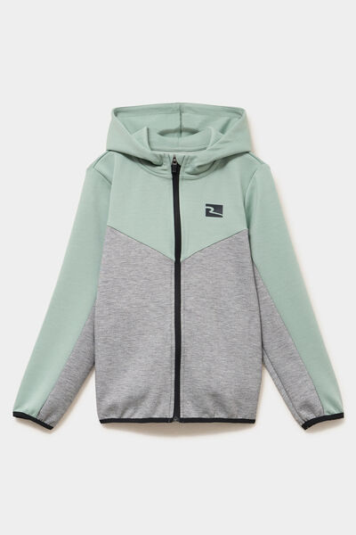Sweat zipp&eacute; &agrave; capuche vert pastel gar&ccedil;on