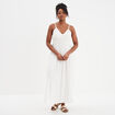 Robe longue évasée buste macramé blanc femme