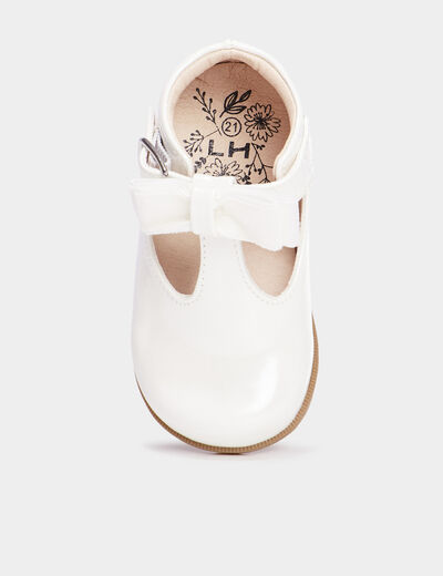 Babies c&eacute;r&eacute;monie vernies avec noeuds blanc b&eacute;b&eacute; fille