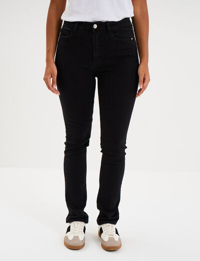 Jeans slim taille haute denim noir femme