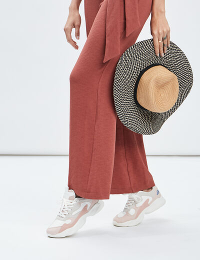 Chapeau capeline tressé multicolore femme