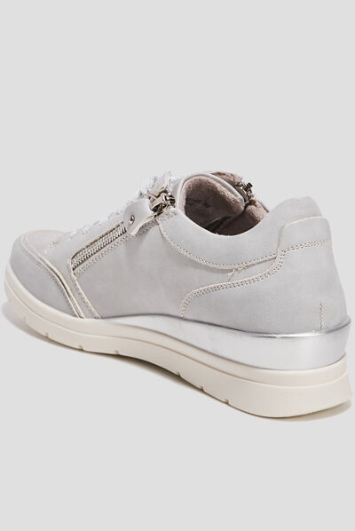 Tennis à lacets zippées gris femme
