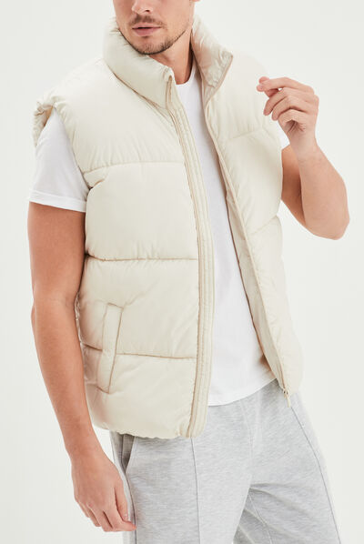 Doudoune sans manches zippée ecru homme