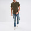 T-shirt droit en coton manches courtes vert kaki homme