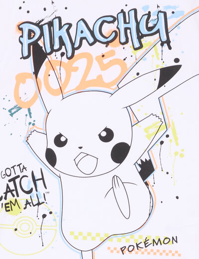 T-shirt manches courtes Pokémon Pikachu blanc garçon