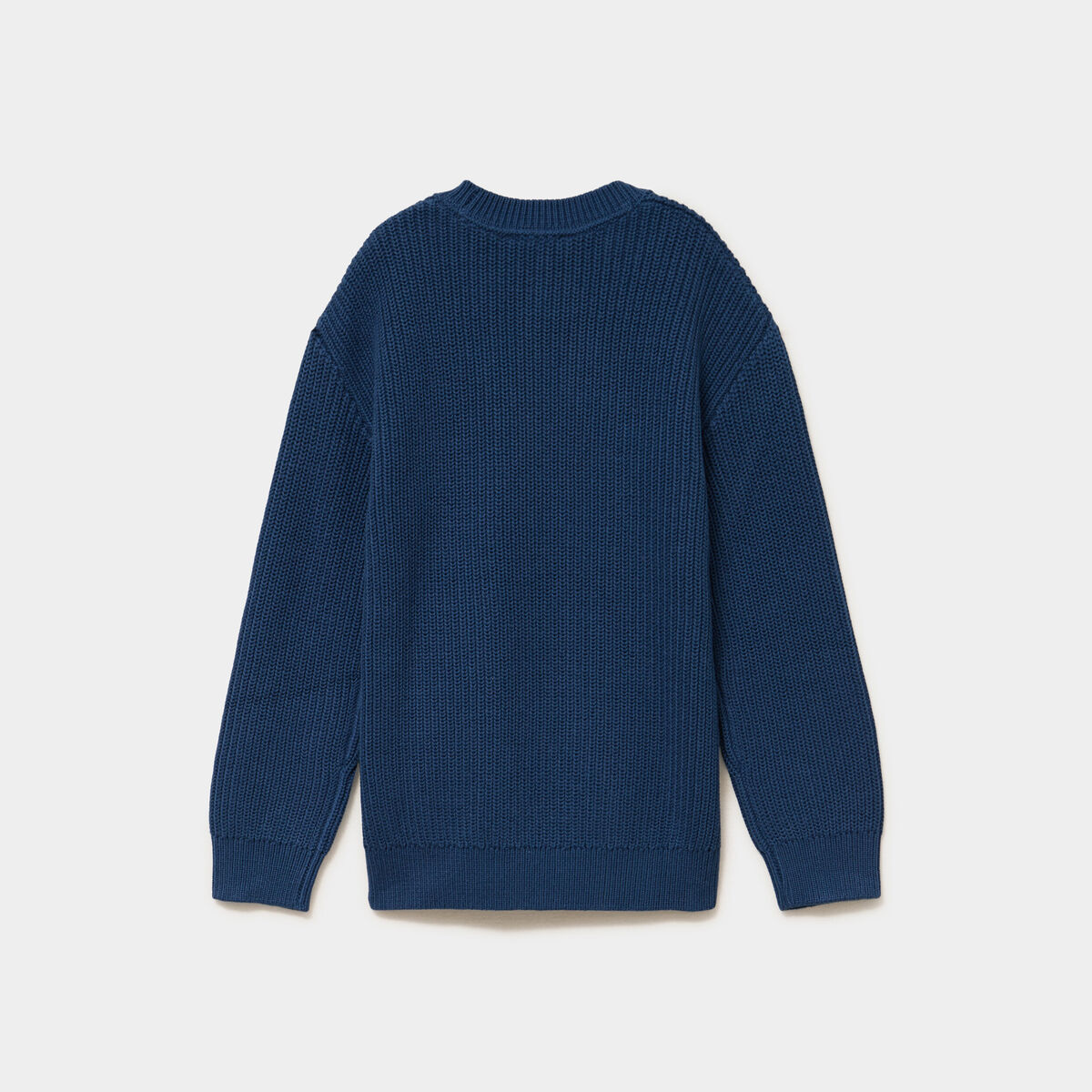 Pull col rond manches longues coton bleu fonc&eacute; gar&ccedil;on