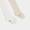 Lot 2 collants opaques m&eacute;lange coton ivoire b&eacute;b&eacute; fille