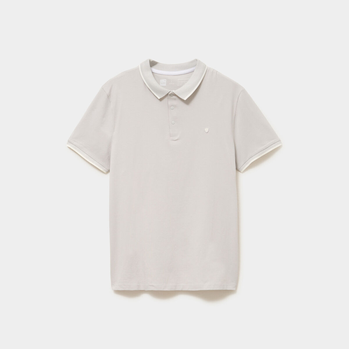 Polo slim manches courtes stretch gris clair homme