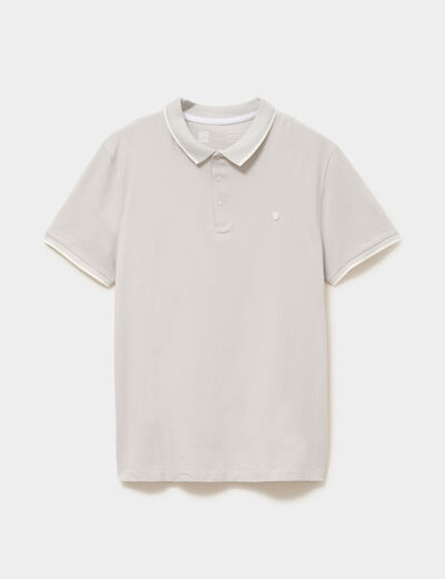 Polo slim manches courtes stretch gris clair homme