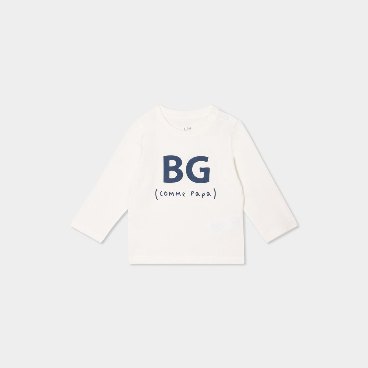 T-shirt &eacute;paule boutonn&eacute;e manches longues blanc b&eacute;b&eacute; gar&ccedil;on