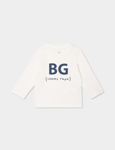 T-shirt épaule boutonnée manches longues blanc bébé garçon