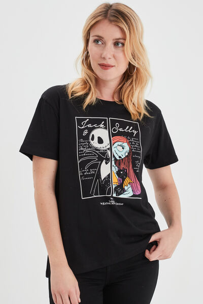 T-shirt Étrange noël Monsieur Jack Sally noir femme