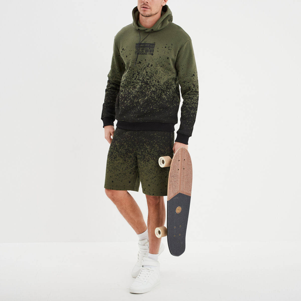 Short jogging droit à coulisse vert kaki homme