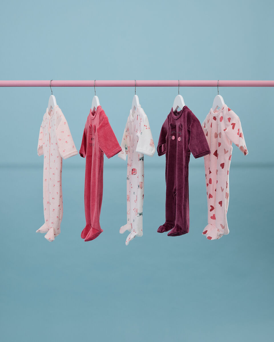 Pyjama dors-bien effet velours ecru bébé fille