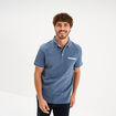 Polo piqu&eacute; manches courtes coton bleu gris homme