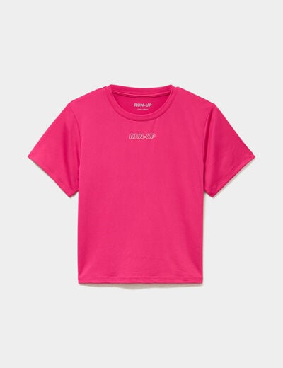 T-shirt ajust&eacute; manches courtes rose fushia fille