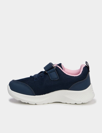 Baskets running &agrave; scratchs bleu marine fille