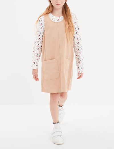 Ensemble 2 pièces robe et t-shirt coton sable fille