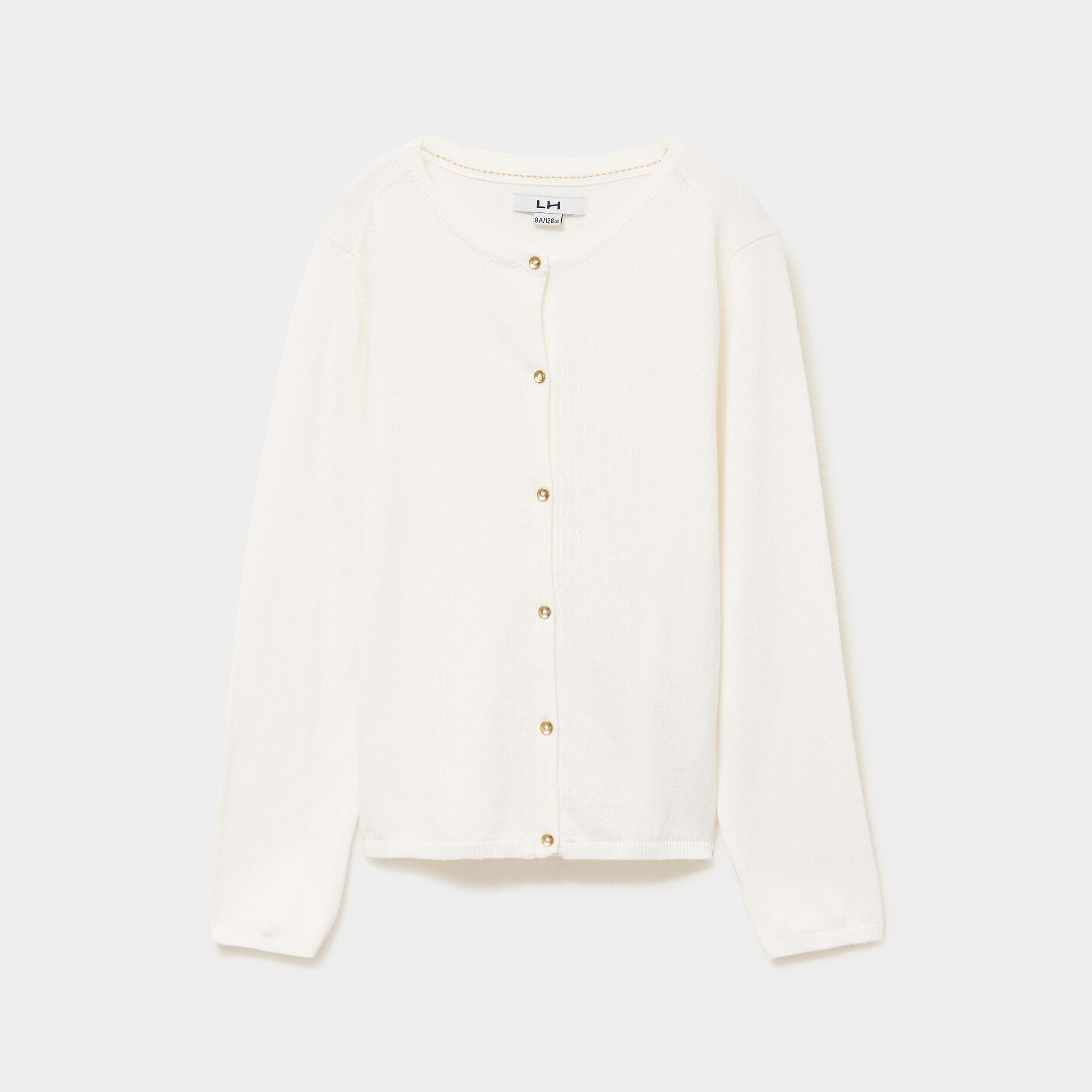 Gilet boutonné coton mélangé ivoire fille LH