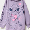 Sweat hoodie oversize à capuche Stitch parme fille
