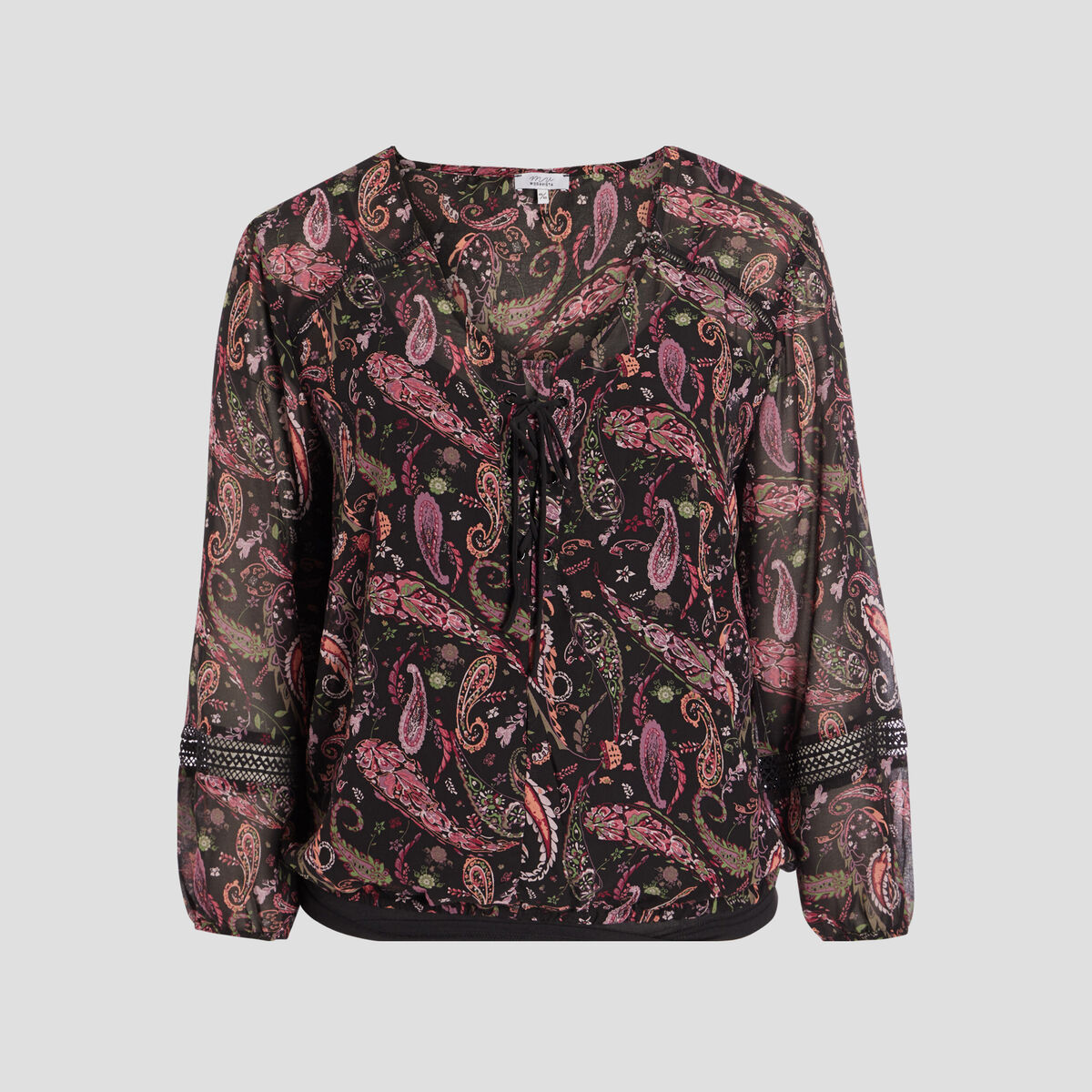 Blouse manches longues noir femme grande taille