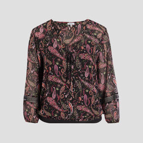 Blouse manches longues noir femme grande taille
