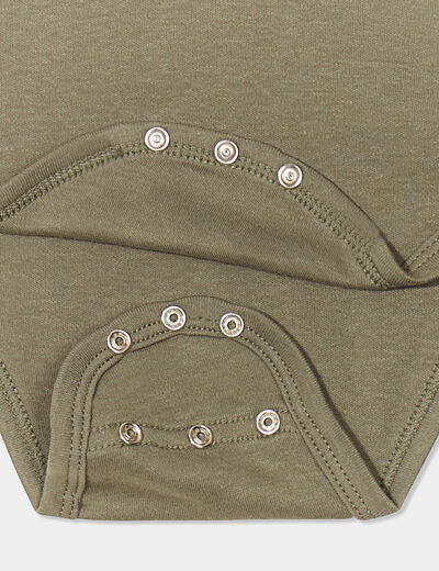 Body col roulé manches longues coton vert kaki bébé garçon