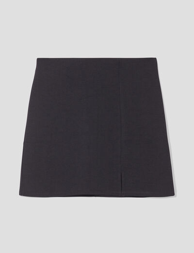 Jupe courte droite avec fente noir femme