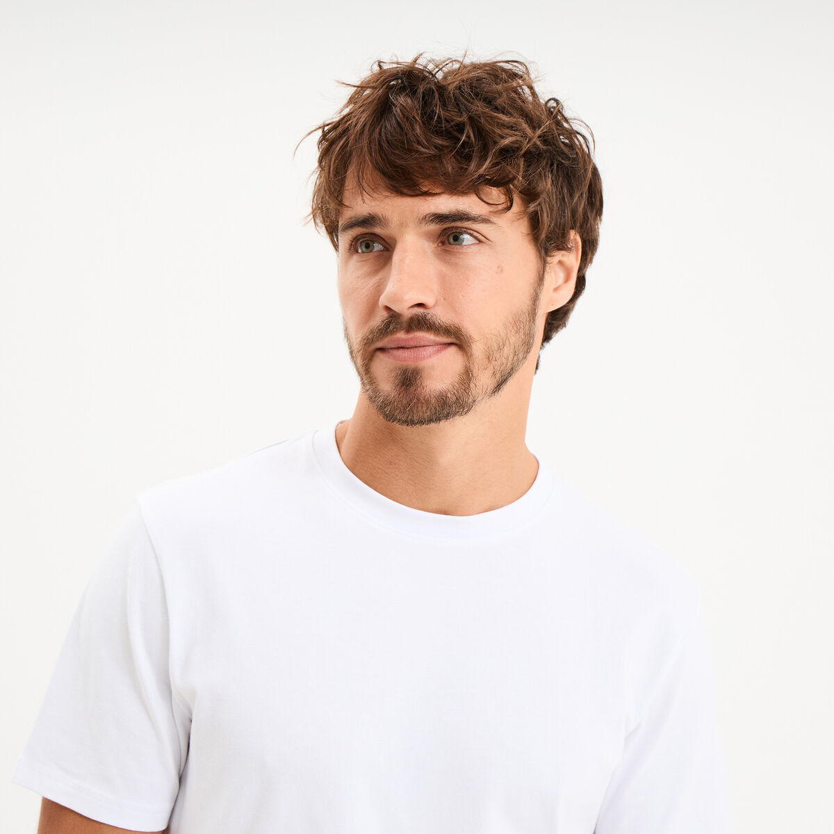 T-shirt slim stretch manches courtes blanc homme