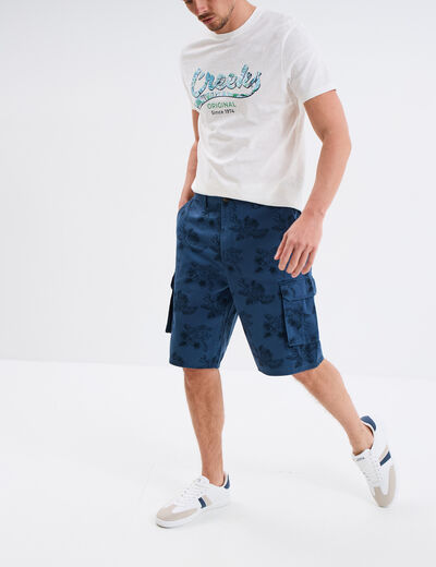 Bermuda cargo coton bleu foncé homme