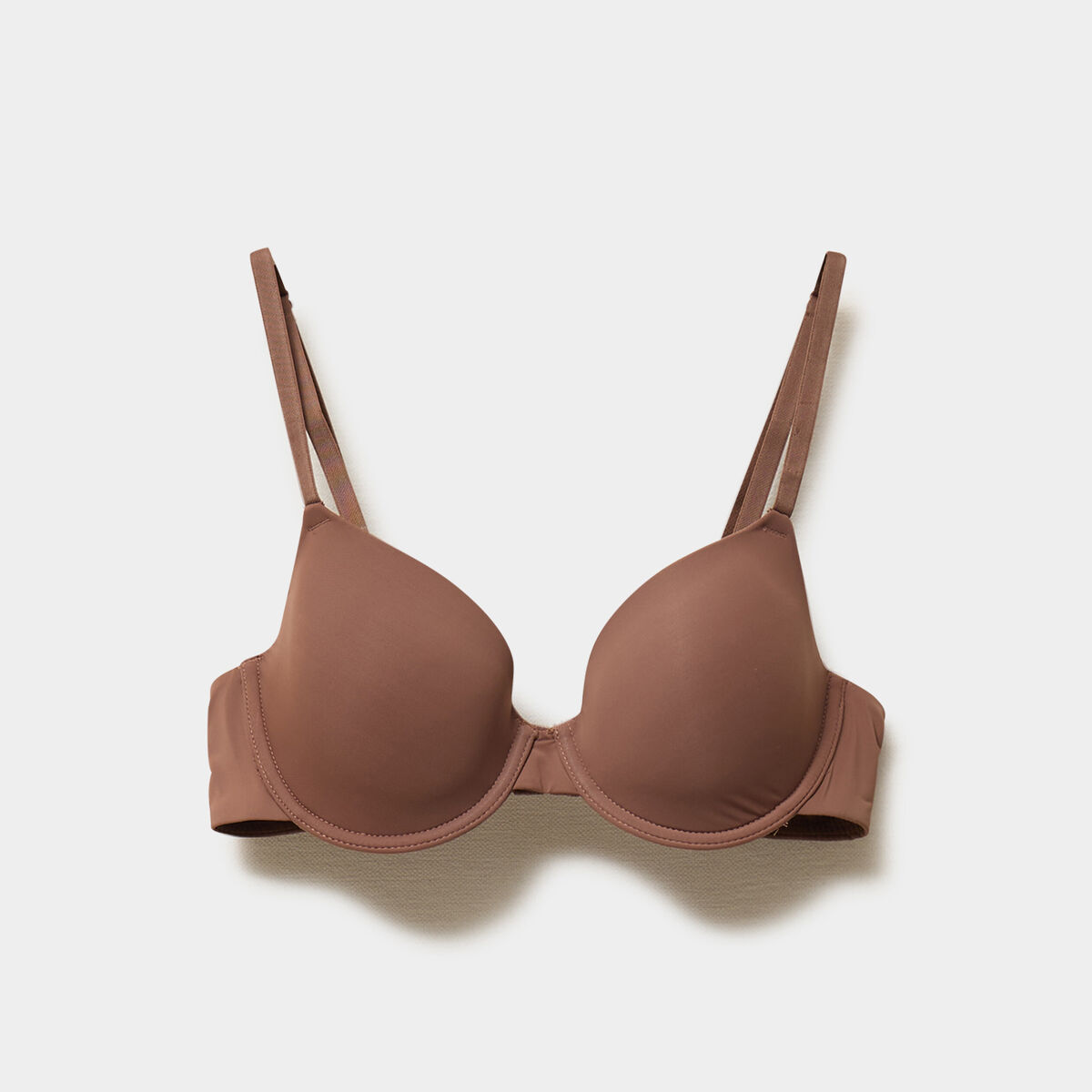 Soutien-gorge corbeille padd&eacute; microfibre marron femme