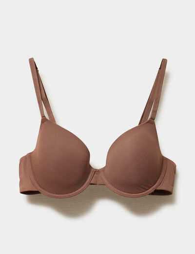 Soutien-gorge corbeille padd&eacute; microfibre marron femme