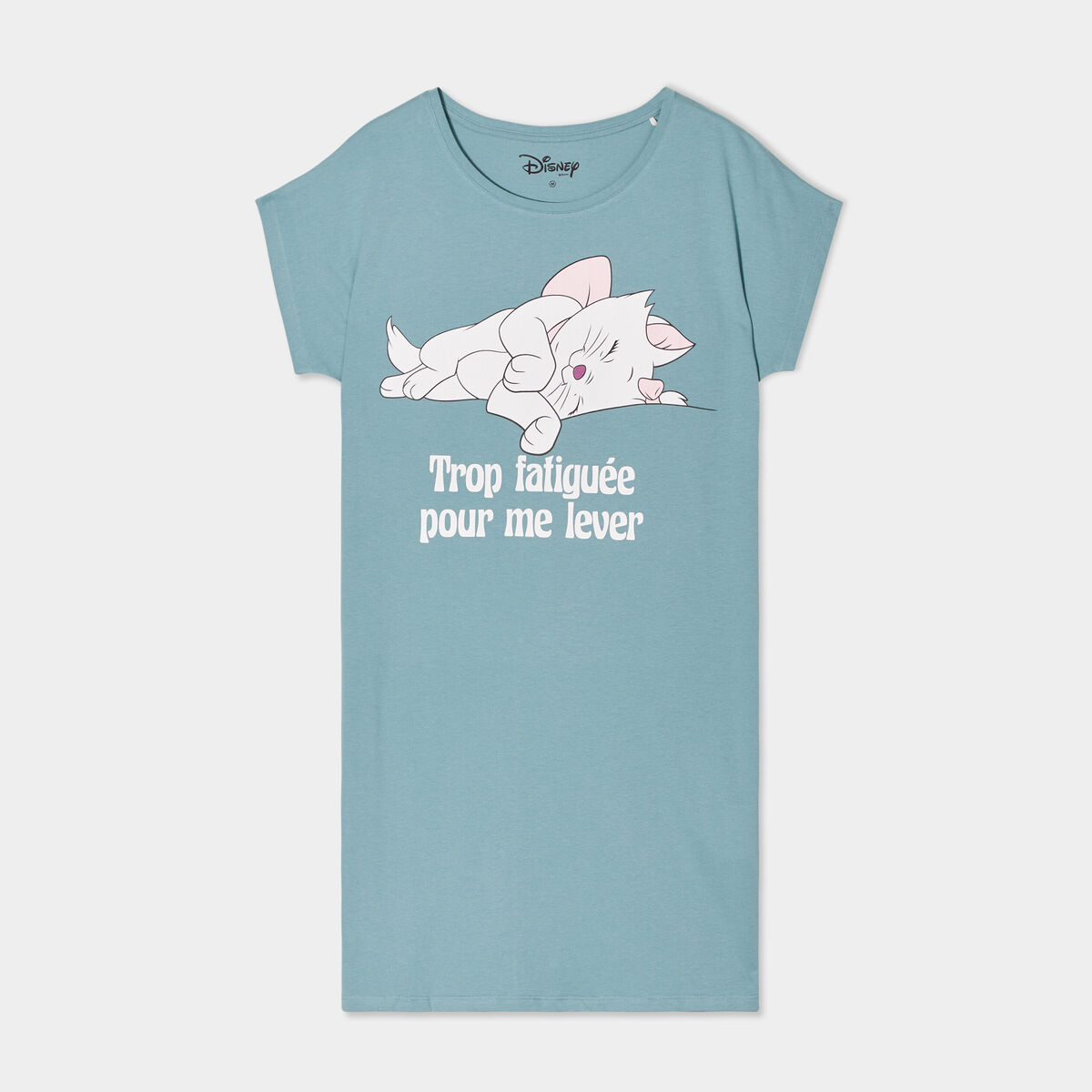 Chemise de nuit coton Aristochats Marie bleu gris femme