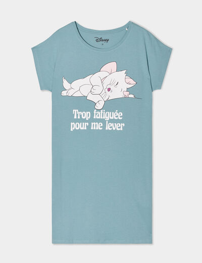 Chemise de nuit coton Aristochats Marie bleu gris femme