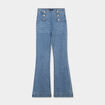 Jeans taille haute flare &agrave; ponts denim double stone femme