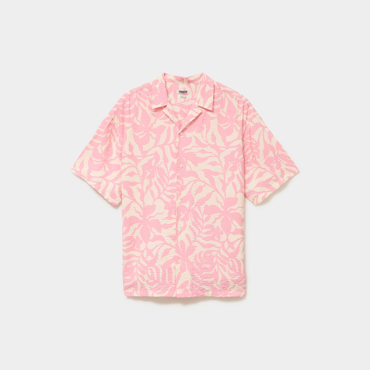 Chemise l&eacute;g&egrave;re textur&eacute;e manches courtes rose homme