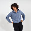 Sweat zipp&eacute; &agrave; capuche court bleu gris femme