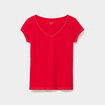 T-shirt col V ajust&eacute; manches courtes rouge femme