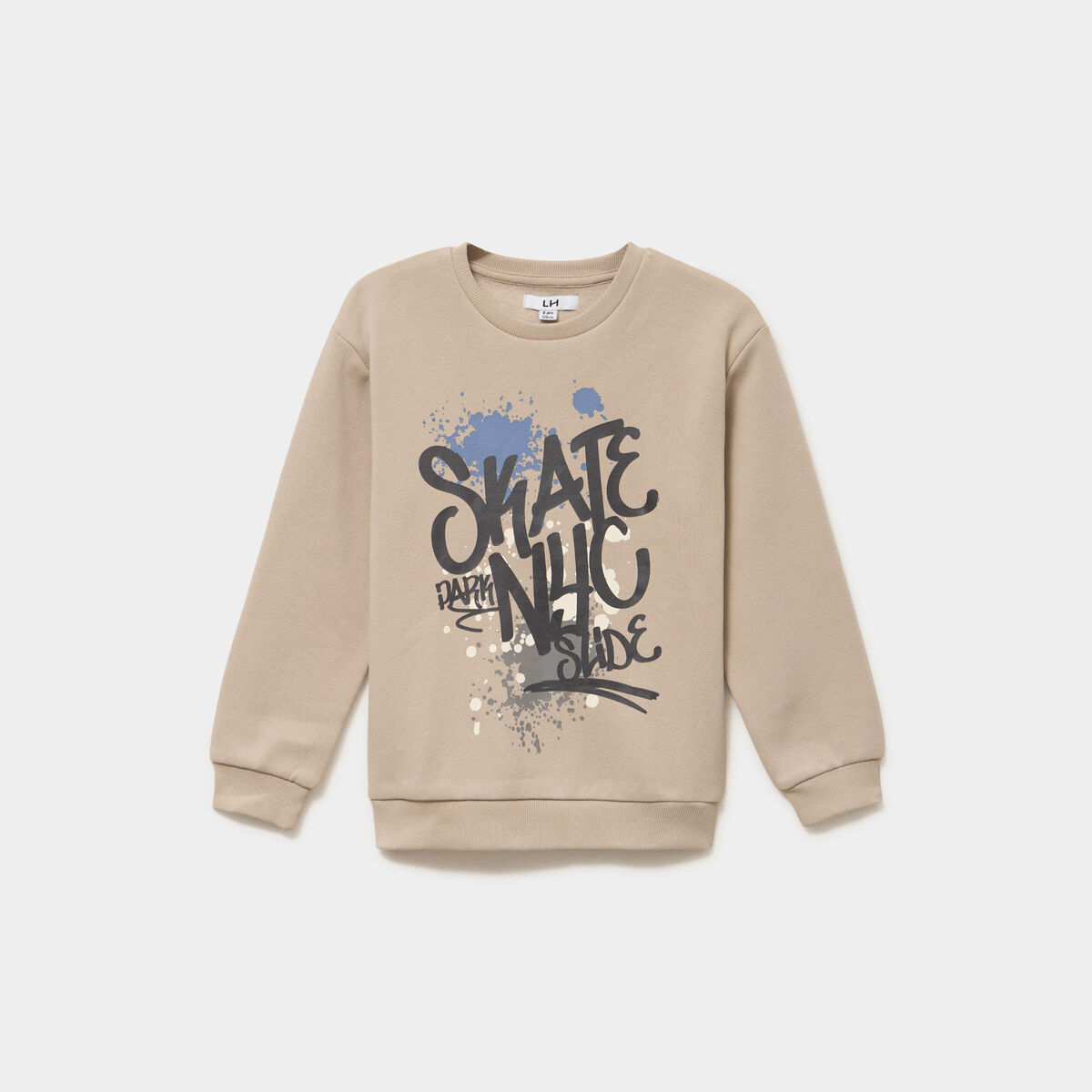 Sweat col rond oversize manches longues gris fonc&eacute; gar&ccedil;on
