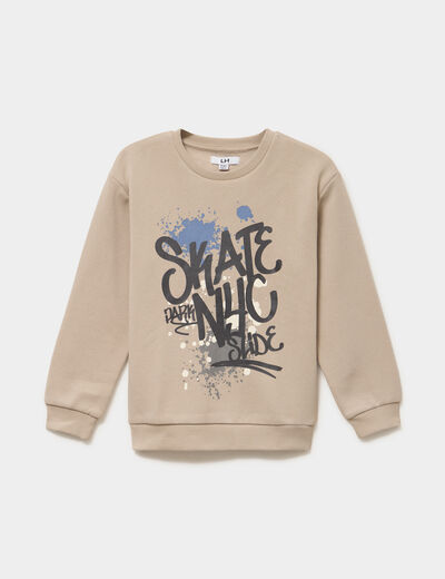Sweat col rond oversize manches longues gris fonc&eacute; gar&ccedil;on