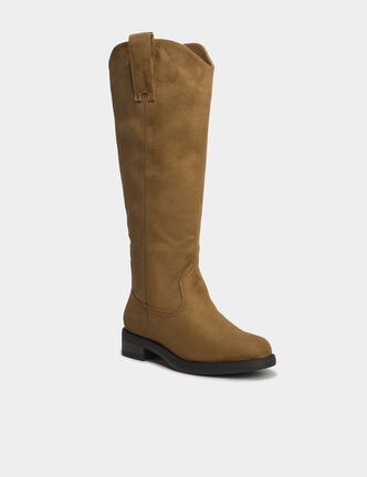 Bottes hautes zipp&eacute;es marron femme