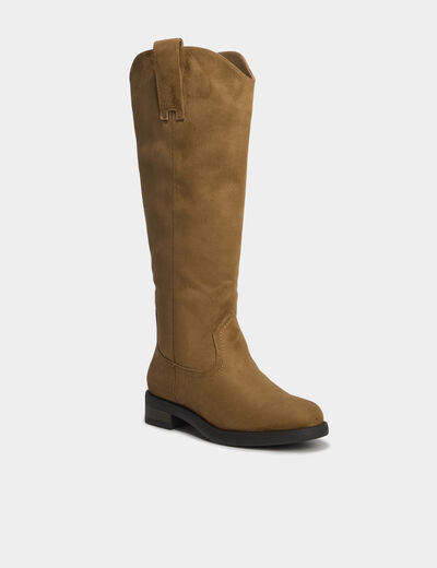 Bottes hautes zipp&eacute;es marron femme