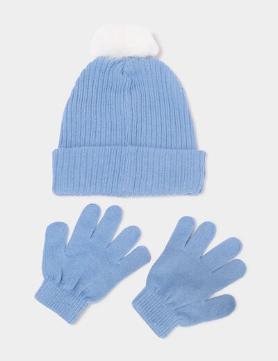 Ensemble bonnet et gants Stitch bleu fille