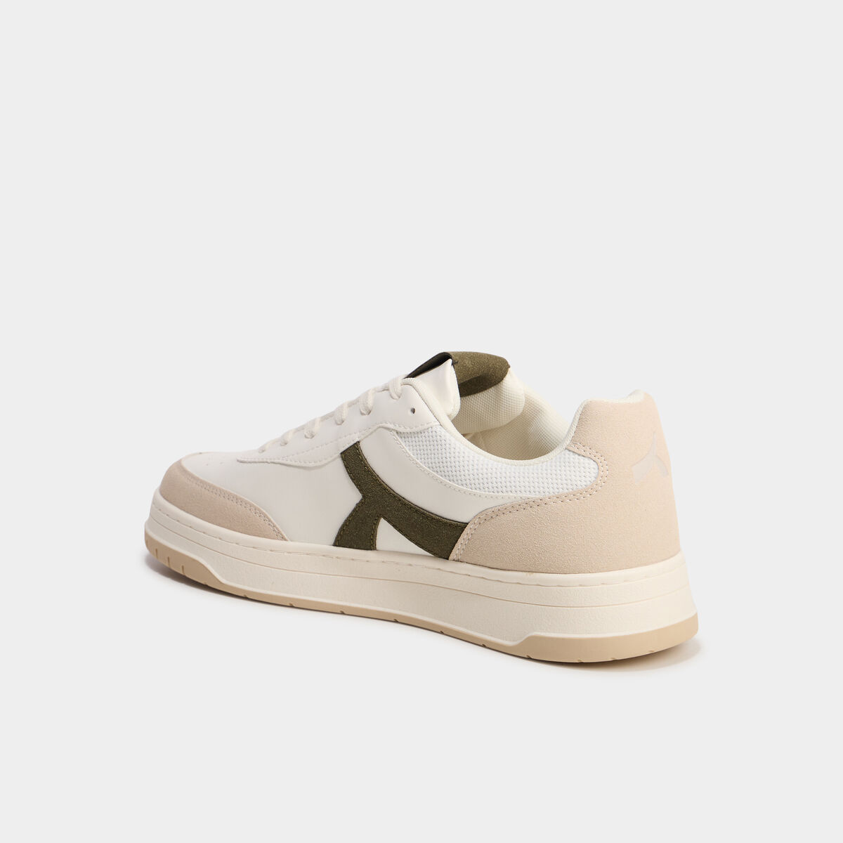 Tennis basses &agrave; lacets semelle plate vert kaki homme