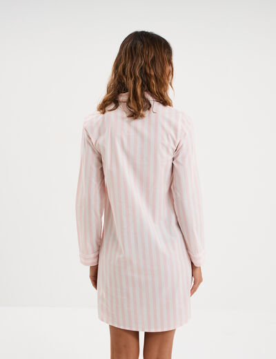 Chemise de nuit manches longues coton ecru femme