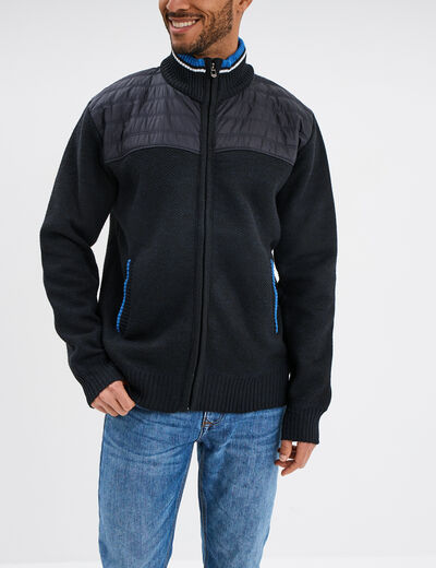 Gilet doublé col camionneur Trappeur bleu foncé homme
